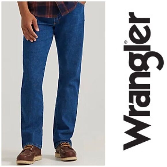WRANGLER - Men’s Sz 34/32 Relaxed Fit, Straight-Leg Jeans in Medium Dark Wash. - Picture 1 of 14